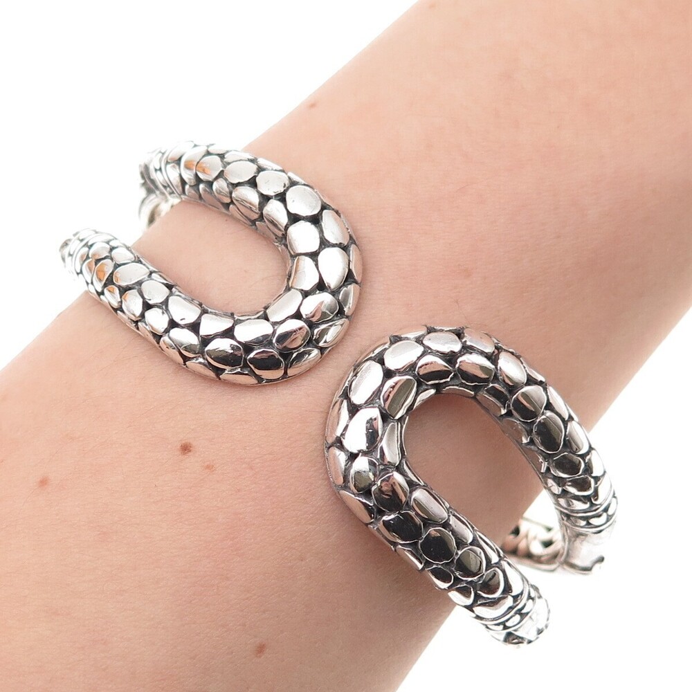 Sarda 925 Sterling Silver Vintage Kali Dotted Bamboo Bracelet 6.75"